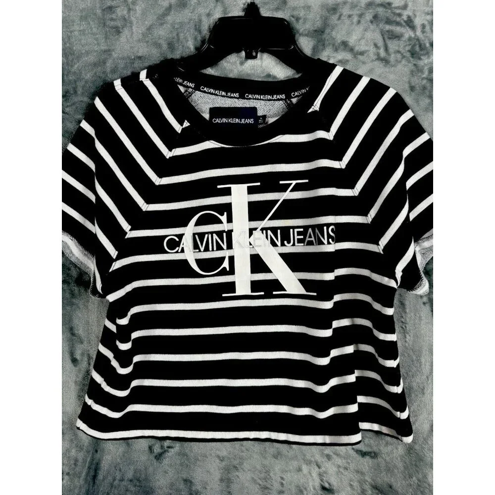 Calvin klein T Shirt Crop Top Black/White Medium Shirt - Picture 7 of 15